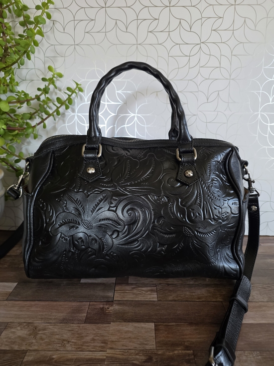 Patricia Nash Handbags - Patricia Nash Skye Satchel in tooled black leather Shoulder Handbag